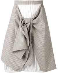 Nina Ricci Asymmetric Tartan Skirt - Natural