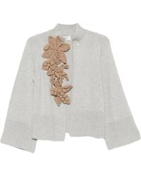 Psophia - Flower-Appliqué Cardigan - Lyst