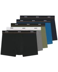 BOSS - Five-Pack Of Stretch-Cotton Trunks With Logo Waistbands - Lyst