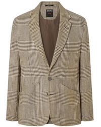 ZEGNA - Crossover-Check Single-Breasted Linen Blazer - Lyst