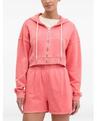 DKNY - Cropped Hoodie Met Rits - Lyst