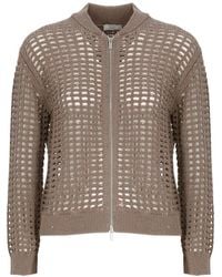 Peserico - Open-Knit Zip Cardigan - Lyst