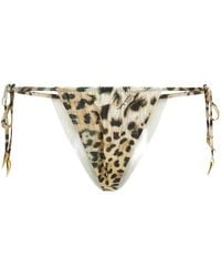 Roberto Cavalli - Leopard-Print Tie-Side Biquini Button - Lyst