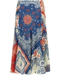 Roberto Cavalli - Midi-Rok Met Bandanaprint - Lyst