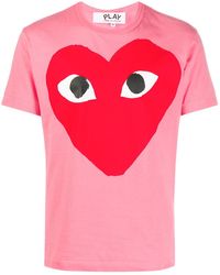 COMME DES GARÇONS PLAY - T274 Bright Heart Logo T-shirt Pink - Lyst