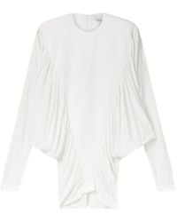 Stella McCartney - Pleated Crewneck Long-sleeve Mini Dress - Lyst