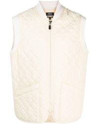 A.P.C. - Diamond-quilted Zip-up Gilet - Lyst