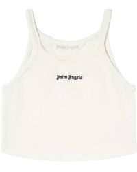 Palm Angels - Embroidered Logo Crop Top With - Lyst