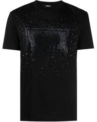 Versace - T-Shirt mit Strass-Logo - Lyst