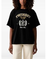 Twinset - Logo-Print Cotton T-Shirt - Lyst