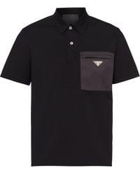 Prada - Poloshirt Aus Baumwoll-stretch Nylon-details - Lyst