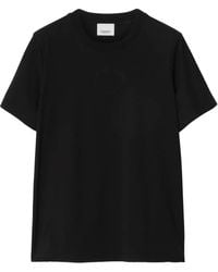 Burberry - T-Shirt Mit Logo-Stickerei - Lyst