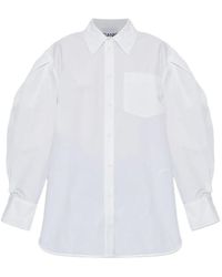 Ganni - Puff-Sleeve Shirt - Lyst