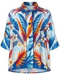 F.R.S For Restless Sleepers - Pistis Tropical-Print Silk-Satin Shirt - Lyst