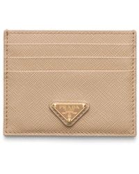 Prada - Logo-plaque Saffiano Leather Cardholder - Lyst