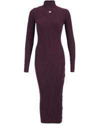 Courreges - Ribbed Midi Dress With Button Detail - Lyst