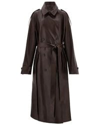 Ferragamo - Belted Leather Trench Coat - Lyst