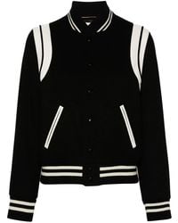 Saint Laurent - Two Tone Varsity Wool Blend Jacket - Lyst
