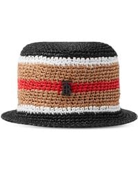 Burberry - Striped Raffia Bucket Hat - Lyst