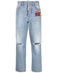 DSquared² - Distressed Cropped Jeans - Lyst