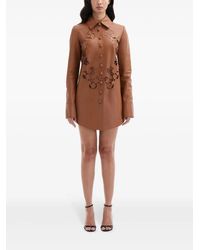 Oscar de la Renta Cut-Out Leather Midi Dress in Brown | Lyst Oscar de la Renta Cut-Out Leather Midi Dress in Brown | Lyst