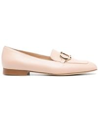 Casadei - Logo Plaque Leather Loafers - Lyst