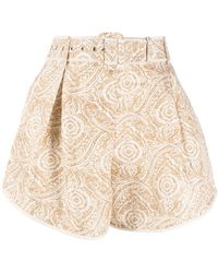 Ixiah - Stonemark-print Belted Mini Shorts - Lyst