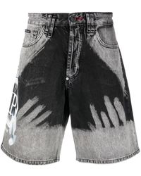 Pantalones de playa Philipp Plein de Tejido sintético de color Negro para hombre Hombre Ropa de Pantalones cortos de Pantalones cortos informales 