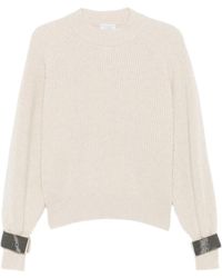 Brunello Cucinelli - Geribbelde Trui Met Verfraaide Cuffs - Lyst