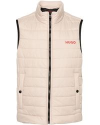 HUGO - Logo-Print Quilted Gilet - Lyst