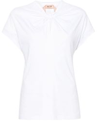 N°21 - 5-d Knotted Cotton T-shirt - Lyst