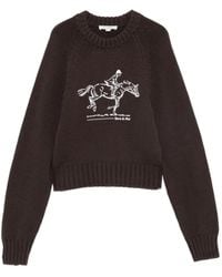 Sporty & Rich - Equestrian-Embroidered Raglan-Sleeve Sweater - Lyst