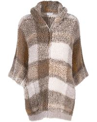 Brunello Cucinelli - Check-Pattern Cashmere Poncho - Lyst