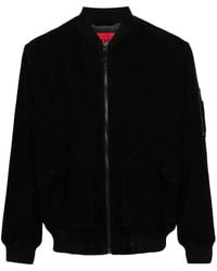 HUGO - Zip-Up Suede Bomber Jacket - Lyst