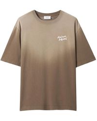 Maison Kitsuné - Faded-Effect Logo-Print T-Shirt - Lyst