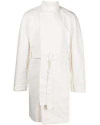 Winnie NY - Stand-Up Collar Belted Cotton Coat - Lyst