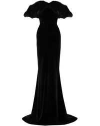 Vestiaire d'un Oiseau Libre - Faux Fur-Trimmed Velvet Gown - Lyst