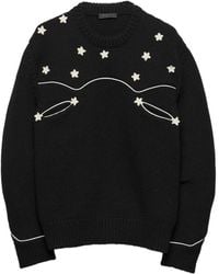 Prada - Gerippter Pullover Mit Sternstickerei - Lyst
