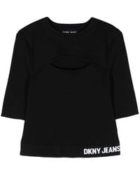 DKNY - Cut-out Detailed Ribbed-knit Top - Lyst