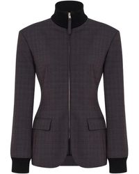 Moschino - Checked-Pattern Zip-Up Coat - Lyst