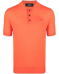 DSquared² - Logo-embroidered Virgin Wool Polo Shirt - Lyst