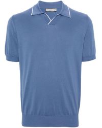 Canali - Striped-edge Cotton Polo Shirt - Lyst