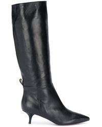 purple kitten heel boots