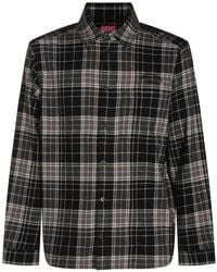 DIESEL - Check-Print Logo-Patch Shirt - Lyst