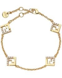Fendi - Ff Logo Crystal-Embellished Bracelet - Lyst
