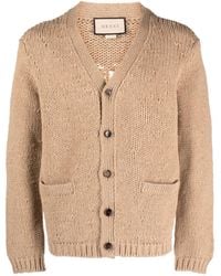 Gucci - Intarsia-knit Logo Wool Cardigan - Lyst