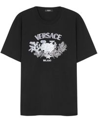 Versace - University Coral Embroidered T-Shirt - Lyst