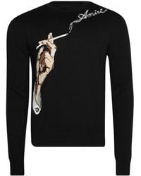 Amiri - Intarsia-Knit Logo-Embroidered Sweater - Lyst
