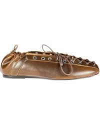 Ganni - Eyelets Ballerina's Met Veters - Lyst