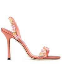 Jimmy Choo - 100Mm Jenn Floral-Embellished Heeled Sandals - Lyst
